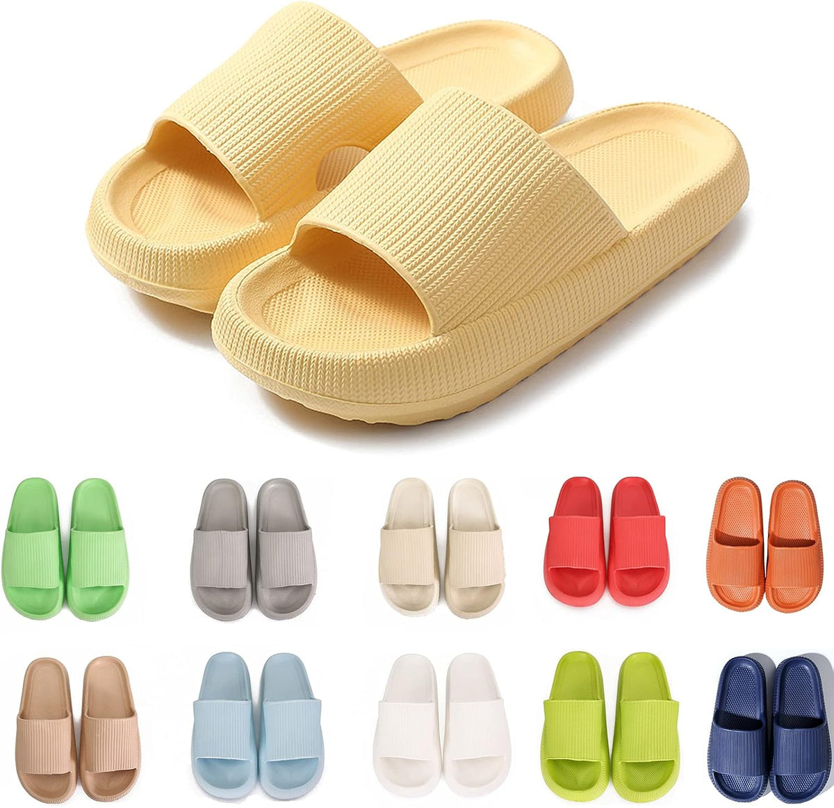 AuraLab Cloud slippers for women and men with thick soles, non-slip design, super soft, ideal for indoor and outdoor use.