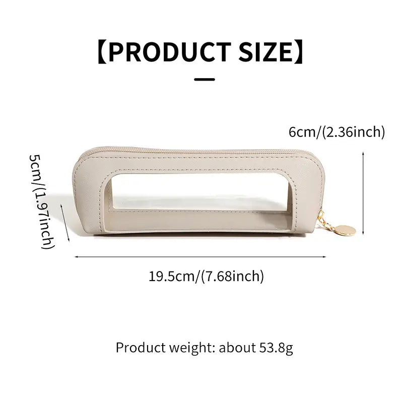 Dimensions of Portable Makeup Brush & Cosmetic Bag, showcasing size and weight details for easy reference.