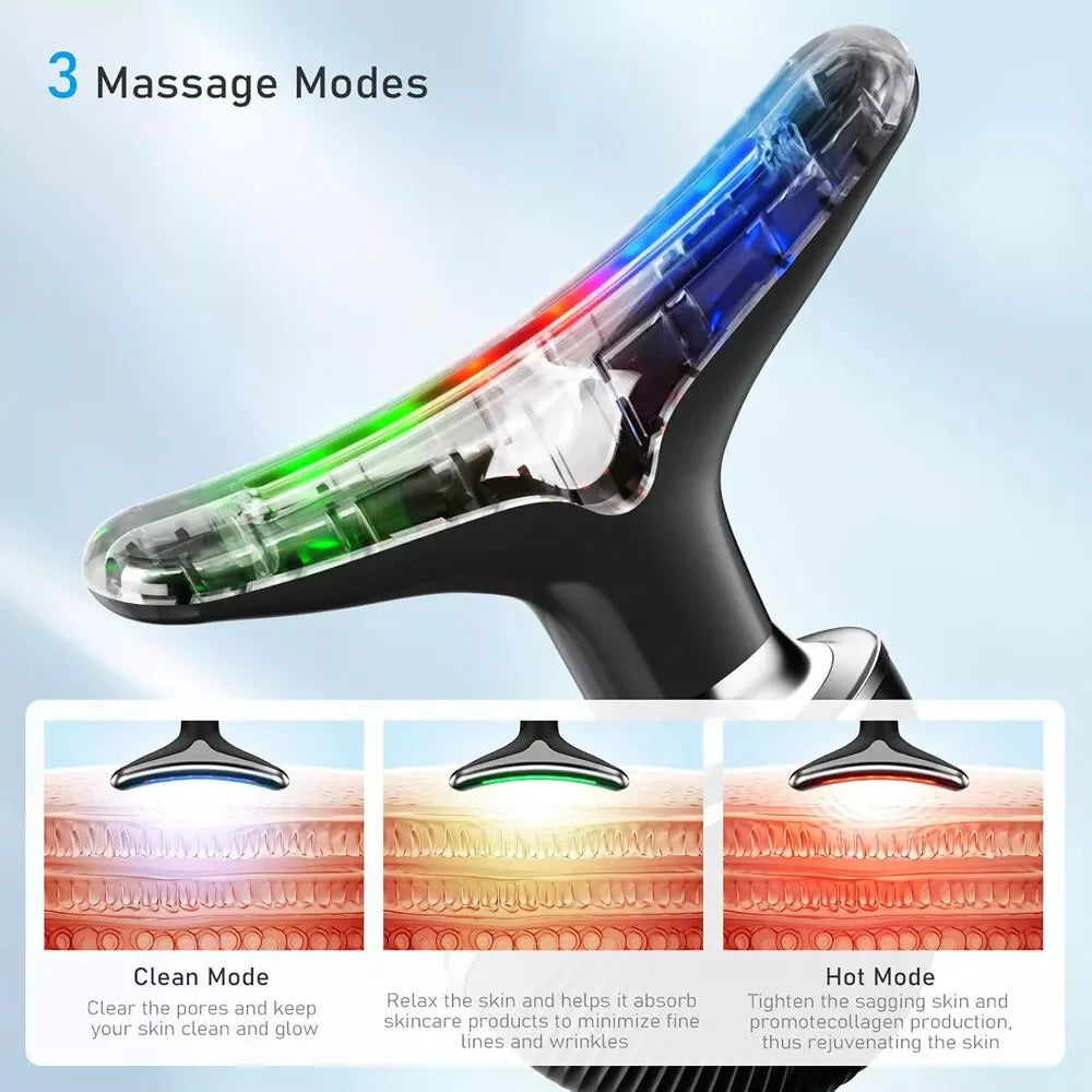 AuraLab neck face lifting massager with LED skin tightening device for anti-wrinkle and double chin reduction.
