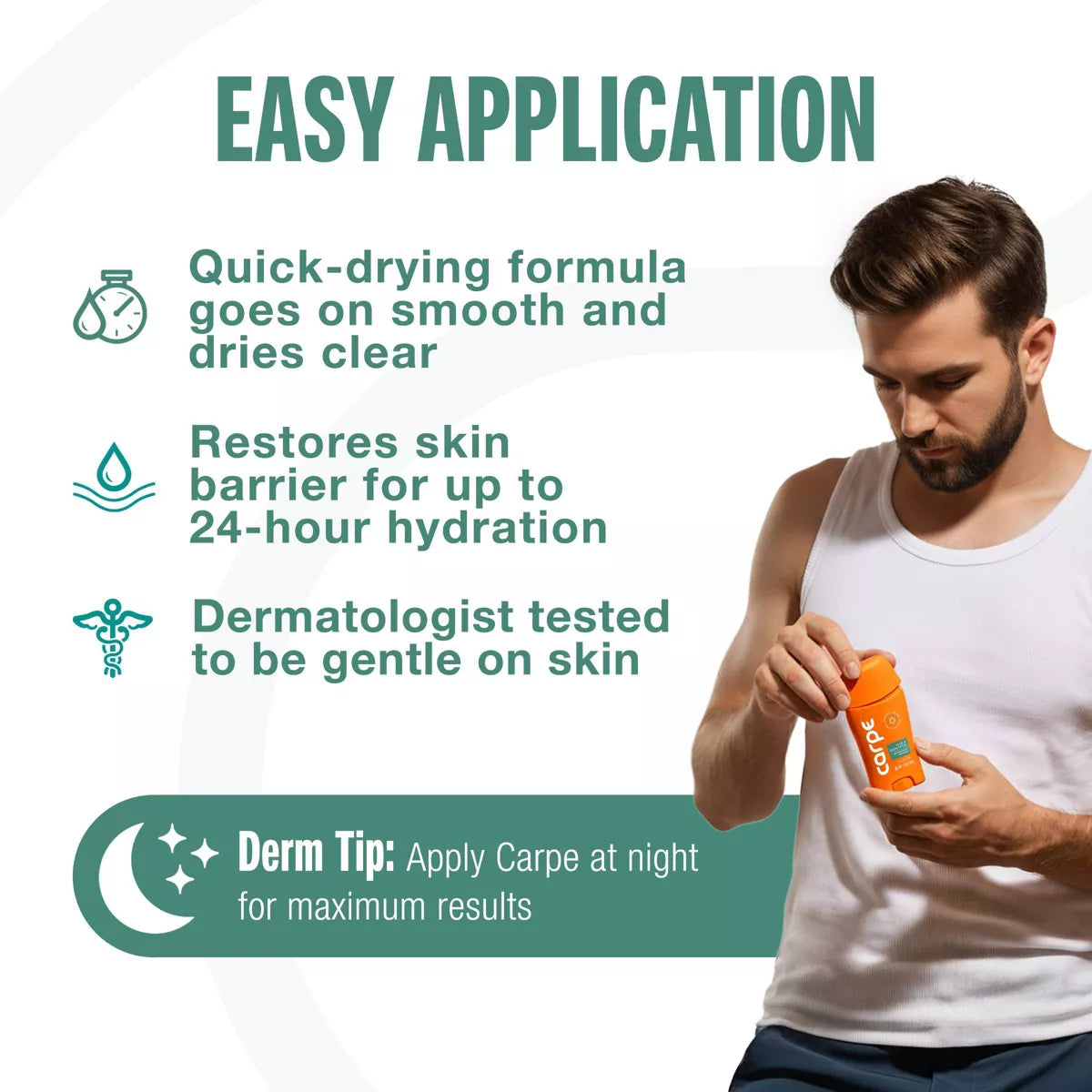 AuraLab Carpe Men’s 100HR sweat and odor control antiperspirant deodorant stick, 1.76oz, with clinical testing for underarm freshness