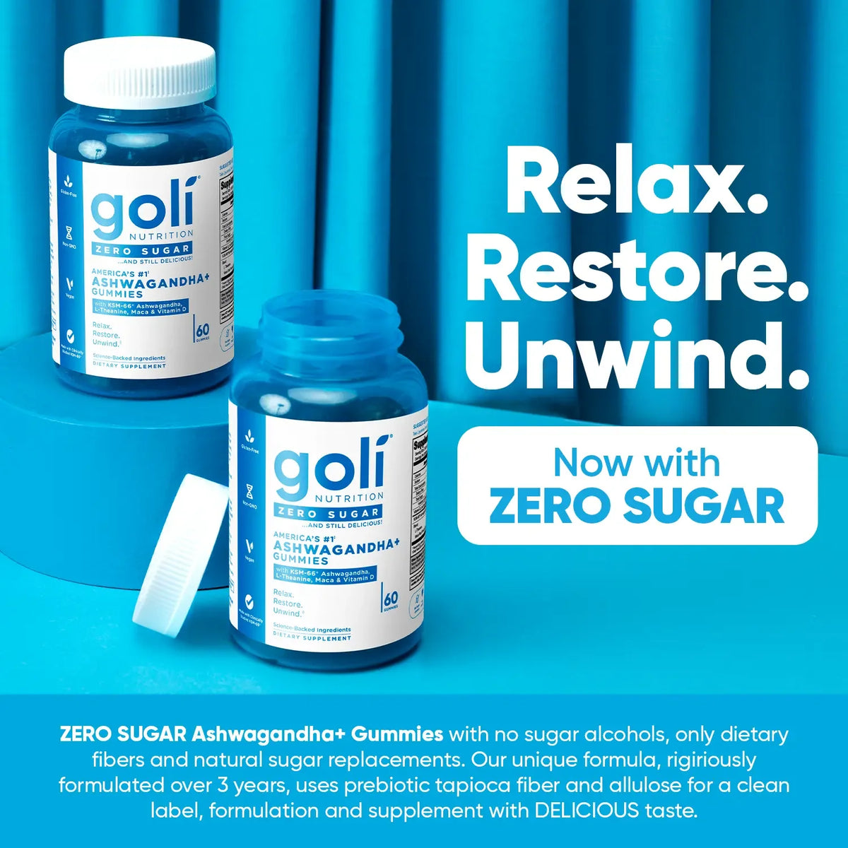 AuraLab Zero Sugar Best Seller Trio with Apple Cider Vinegar, B12, probiotics, ashwagandha, L-Theanine, and Vitamin D gummies.