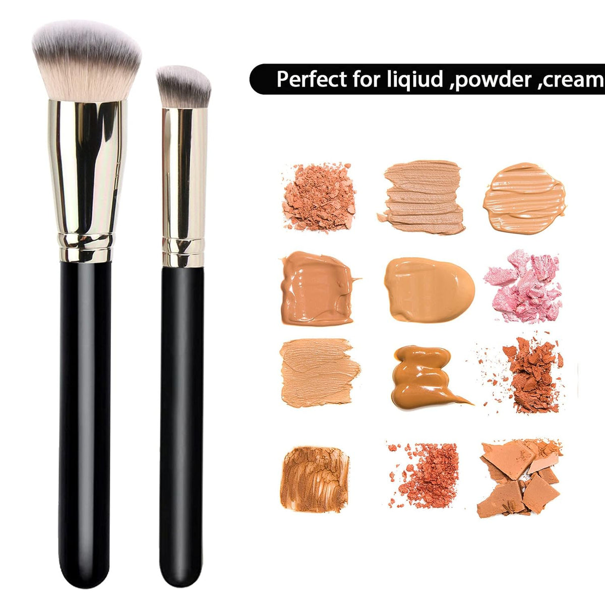 AuraLab makeup brushes set with a pro foundation brush and concealer brush featuring luxe hair for blending, buffing, and sculpting.
