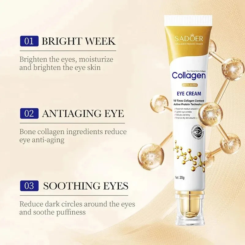 AuraLab SADOER collagen eye cream for dark circles and eye bags, moisturizing and firming skincare for bright, youthful eyes.