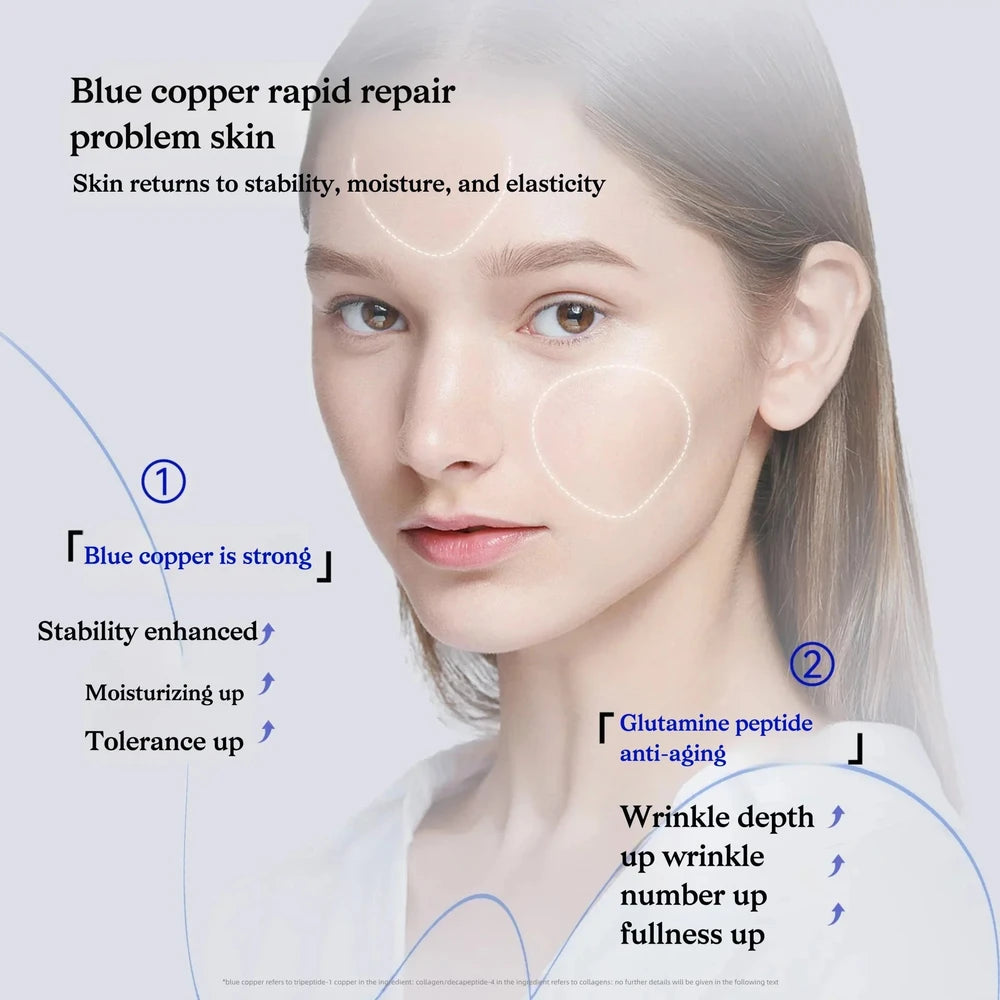 Blue Copper Peptide Lyophilized Powder GHK-CU Skin Repair Firming Hydration Brightening Essence Improve Elasticity Skinca