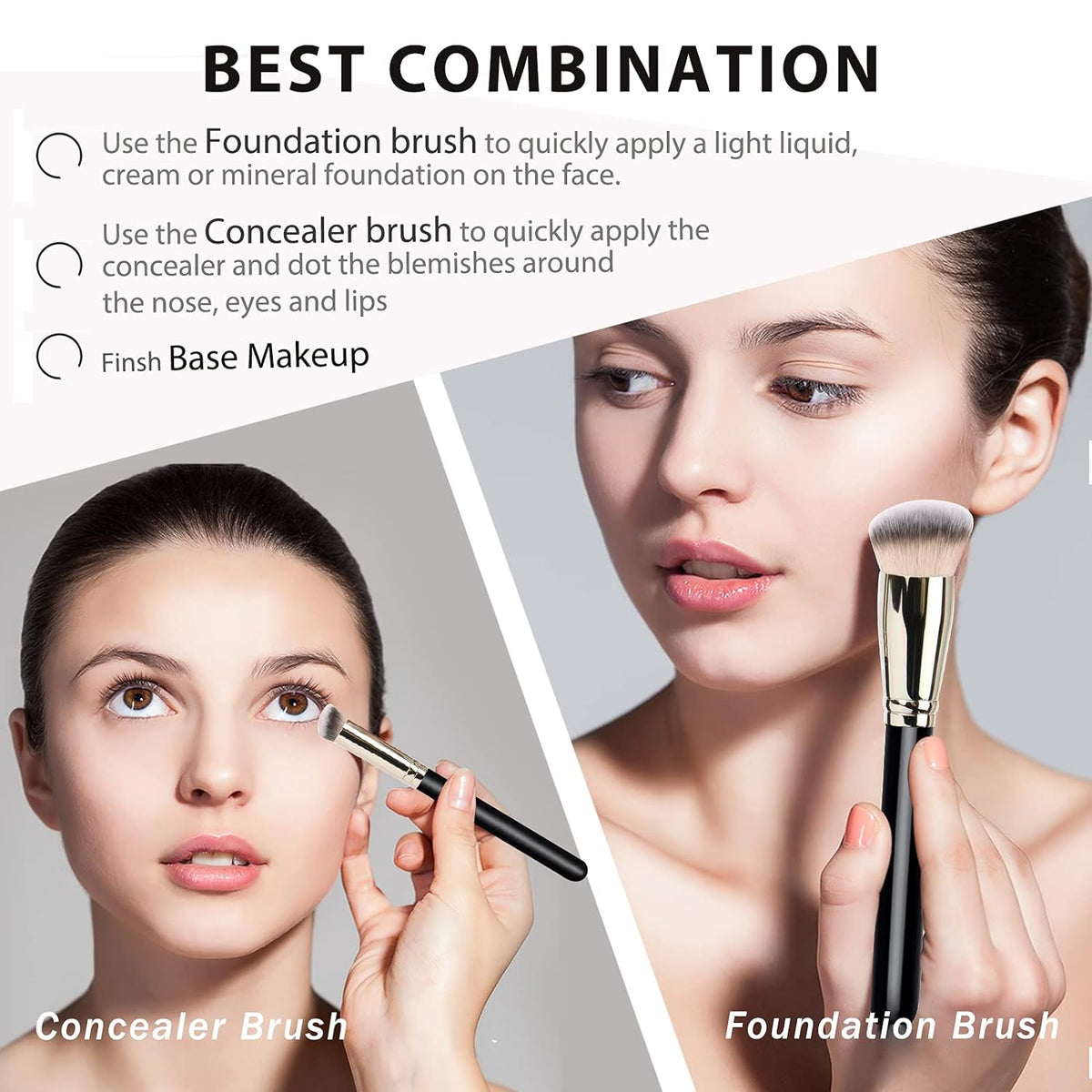 AuraLab makeup brushes set with pro foundation and concealer brushes, featuring luxe hair for blending, buffing, and sculpting.