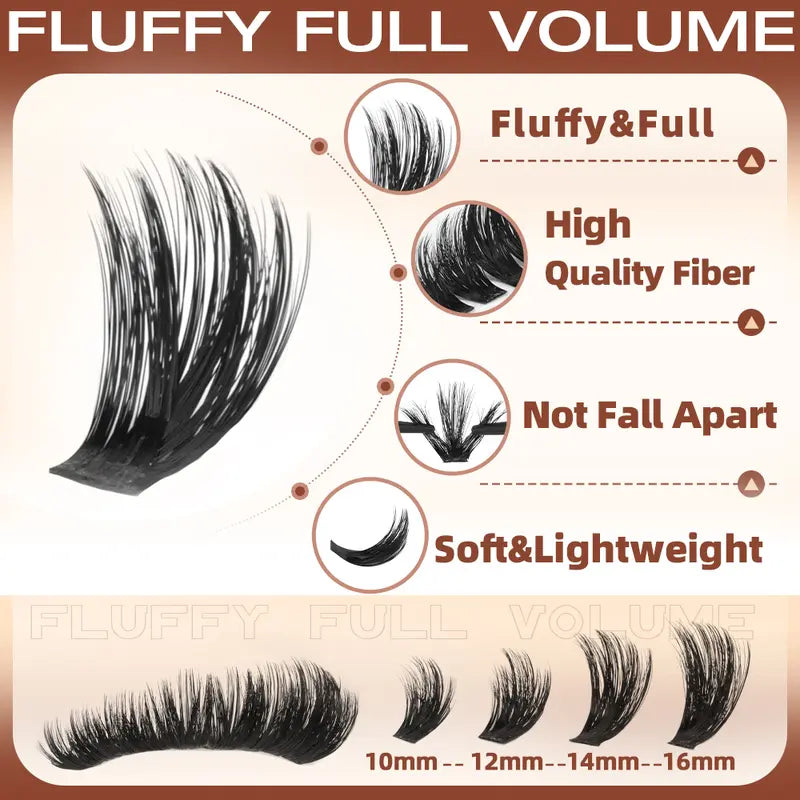 Geeneiya Anime Meet Volume Lash Clusters Kit with Bottom Lashes |Volume Lashes |Spike Lashes | with Waterproof Lash Bond and Seal, Tweezers,Diy Lash Clusters Kit D Curvature #Sohochic