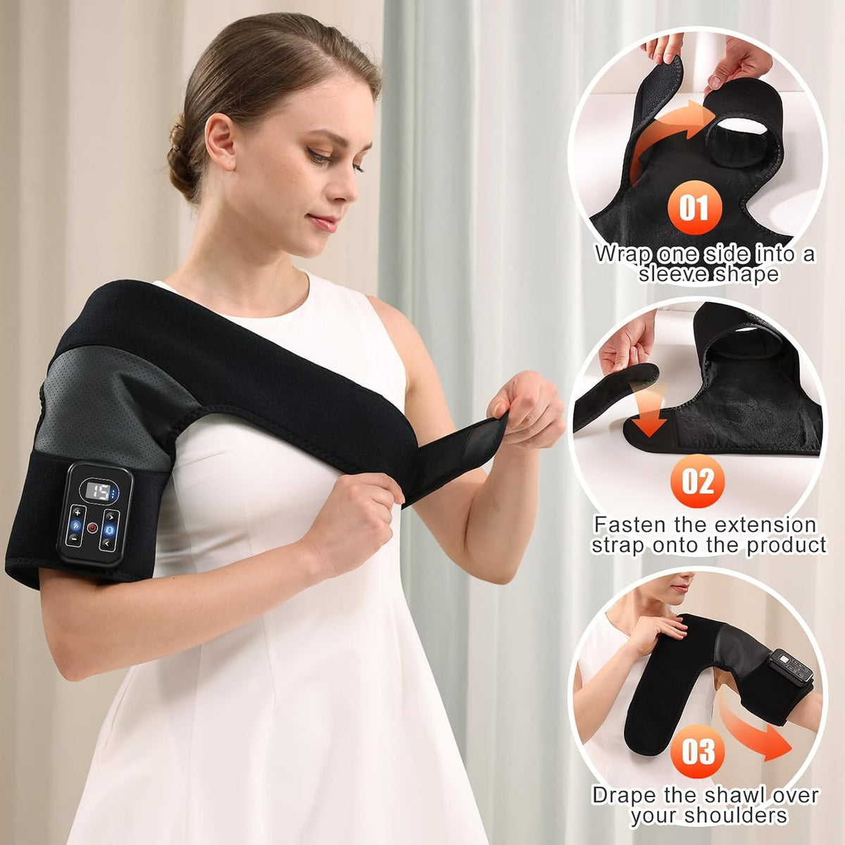 AuraLab cordless 2-in-1 knee and shoulder massager with heat, featuring a compact design and soft padding for relaxing massage therapy.