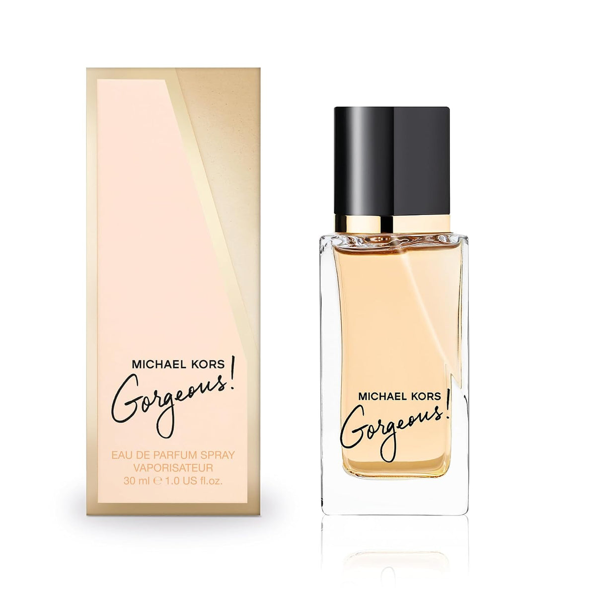 Michael Kors Gorgeous! Eau de Parfum spray for women, featuring elegant glass bottle with gold accents, displayed on a neutral background.