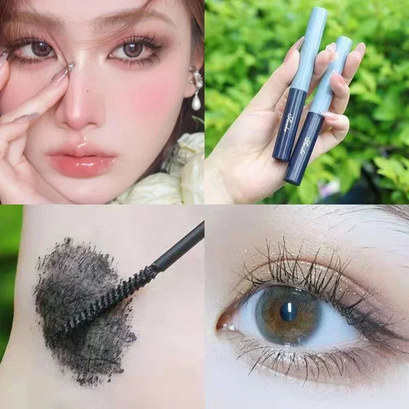 AuraLab silver silk fiber matte mascara with ultra-fine brush, waterproof, fast-drying eyelash extension mascara for lengthening.