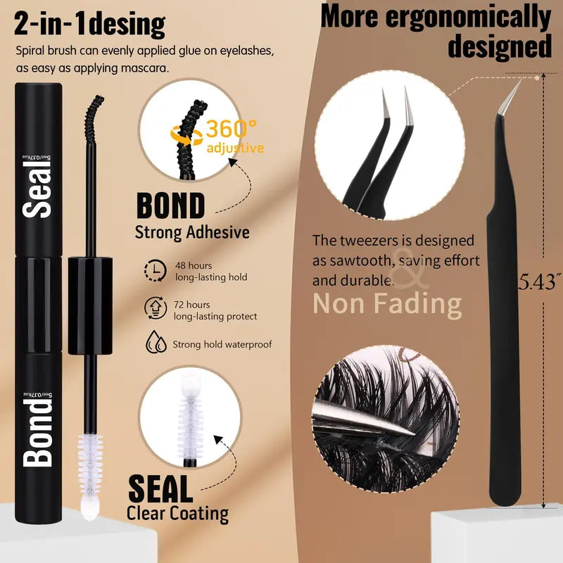 Geeneiya Anime Meet Volume Lash Clusters Kit with Bottom Lashes |Volume Lashes |Spike Lashes | with Waterproof Lash Bond and Seal, Tweezers,Diy Lash Clusters Kit D Curvature #Sohochic