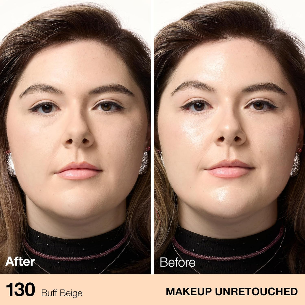 AuraLab Maybelline Fit Me Matte + Poreless pressed face powder in Buff Beige, compact with open lid showing powder inside