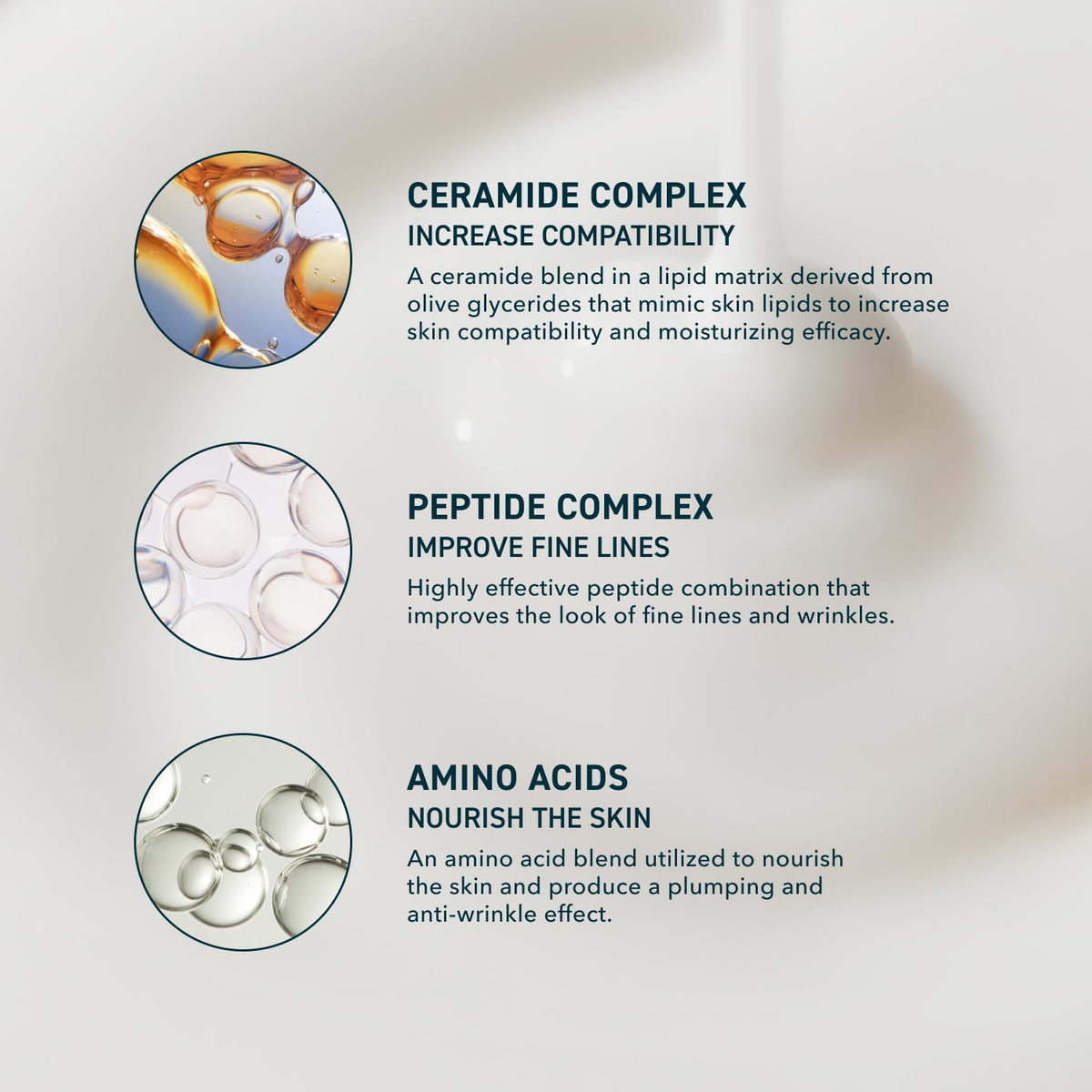 AuraLab skin hydrating moisturizer face cream with ceramide and peptide, showing the smooth, creamy texture in a close-up shot.