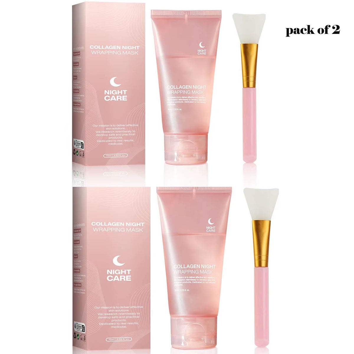 AuraLab hydrolyzed collagen overnight facial mask, hydrating peel-off mask for firming, elasticity, and reducing dullness.
