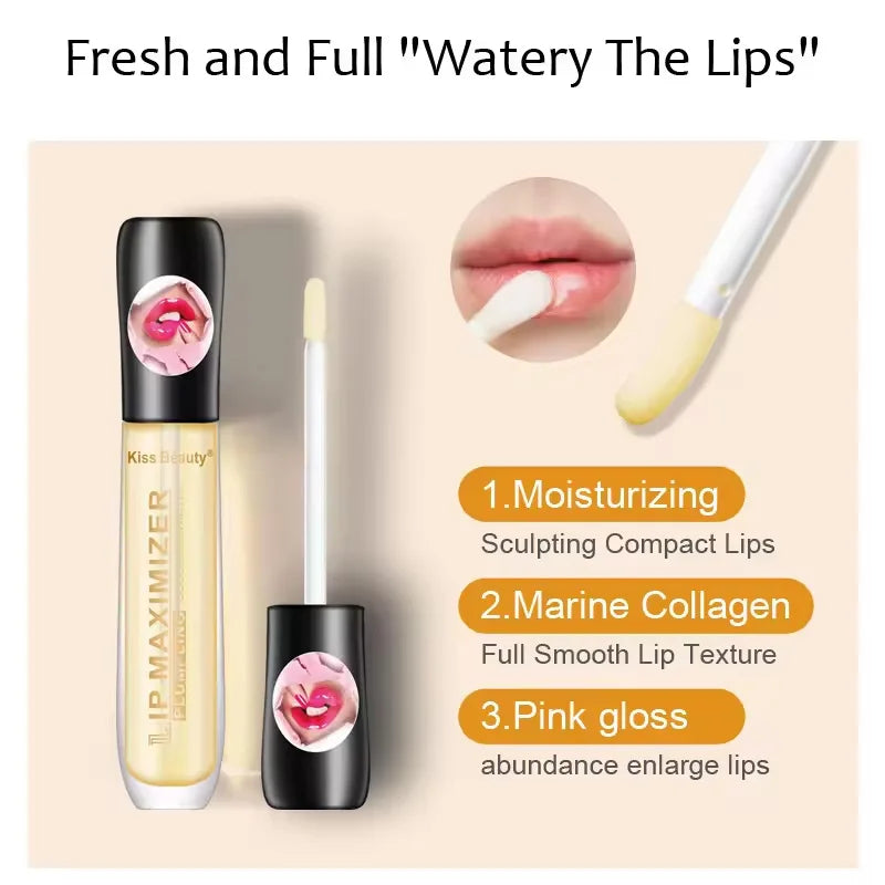 AuraLab lip plumper serum and gloss with moisturizing, brightening, and elasticity-boosting ingredients for fuller, smoother lips.