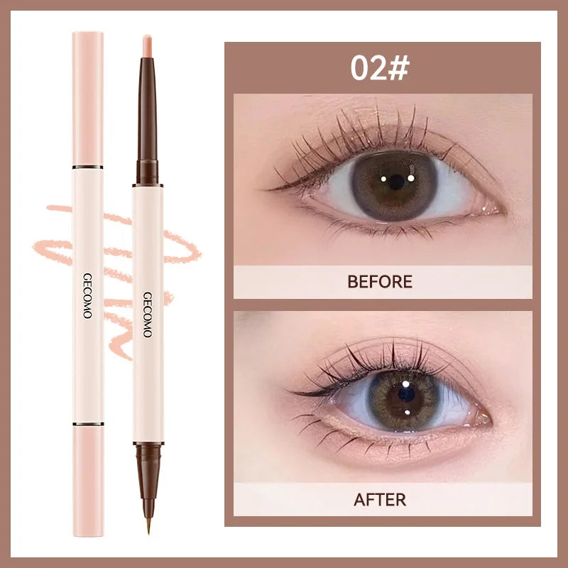 AuraLab 3D Star Eye Double Head Silkworm Pen for makeup, waterproof, long-lasting, brightening eye makeup application