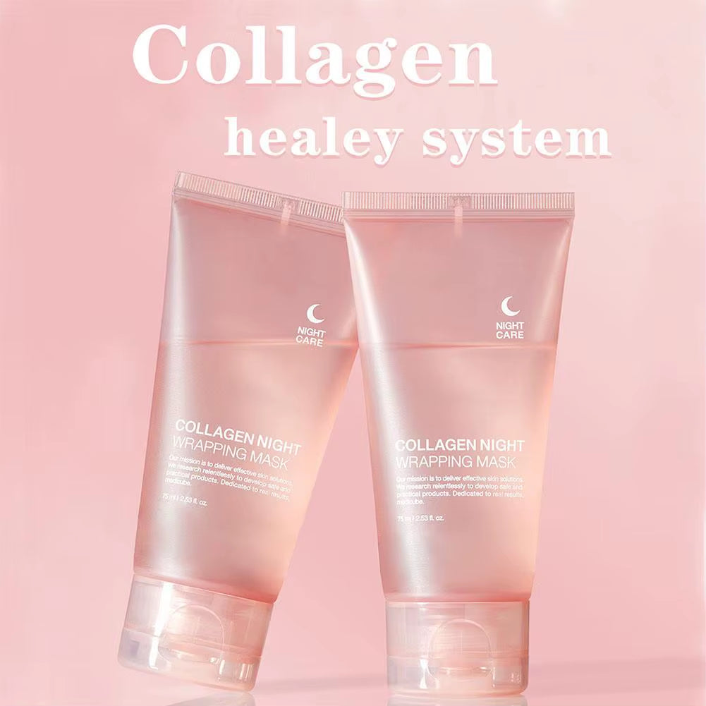 AuraLab hydrolyzed collagen overnight facial mask, peel-off hydrating and firming mask for skin elasticity and reducing dullness.