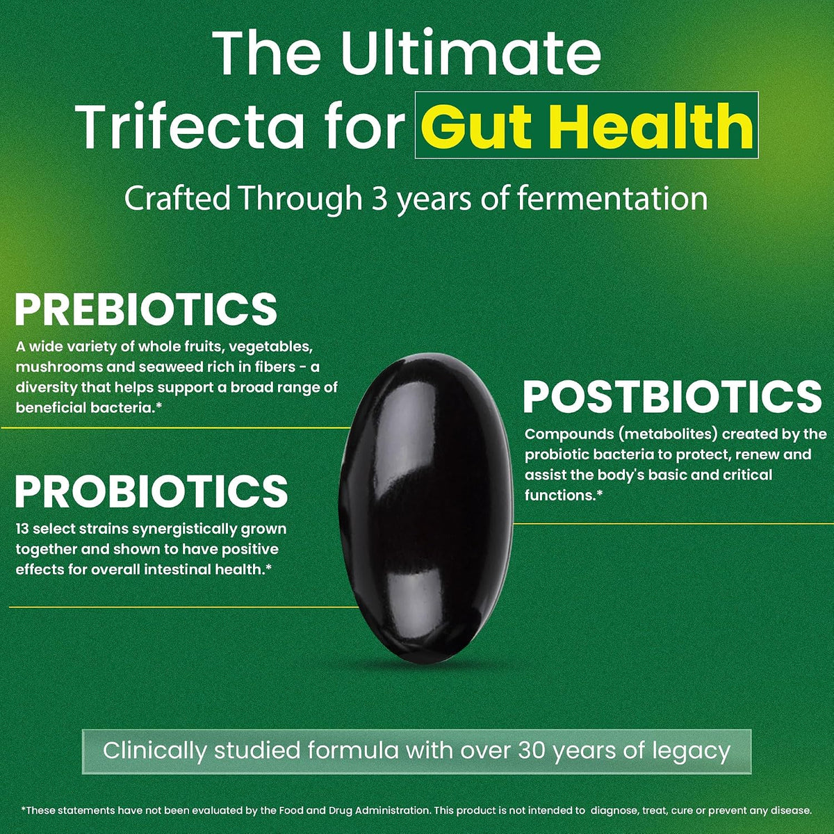 AuraLab Dr Ohhira's 3-in-1 probiotics, prebiotics, and postbiotics capsules for gut health, vegan supplement, 30 capsules.