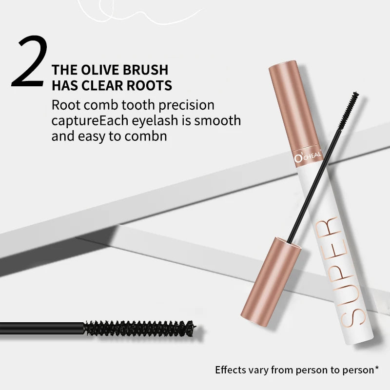 AuraLab O‘Cheal black mascara with lash brush, 3D silk thickening and curling for lengthening eyelashes in beauty makeup.