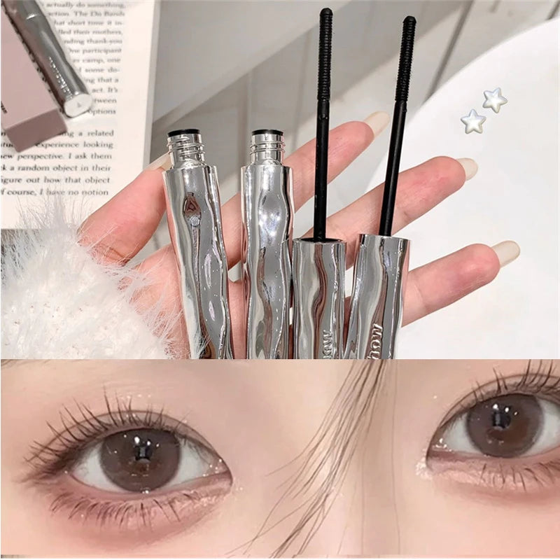 AuraLab silver silk fiber matte mascara with ultra-fine brush, waterproof, fast-drying, lengthens and extends eyelashes.