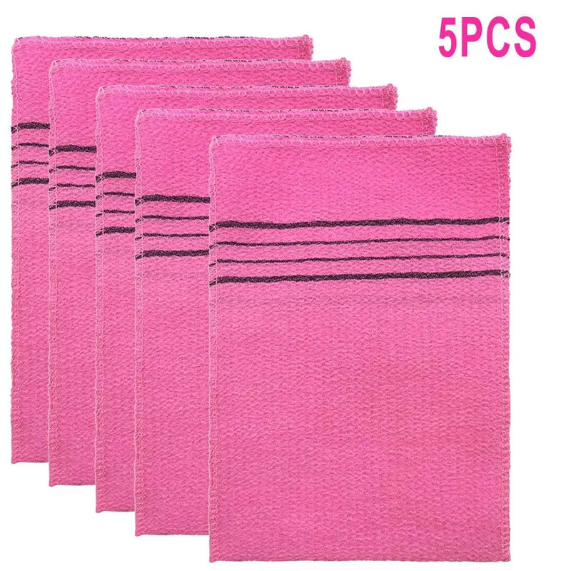 Unisex 5-Glove Set Korean Coarse-Grain Exfoliating PVC Shower Scrub Gloves - Everyday Adult Selfcare Whole Body Scrubber, Portable Bathroom Accessory, Fashion Accessory Set