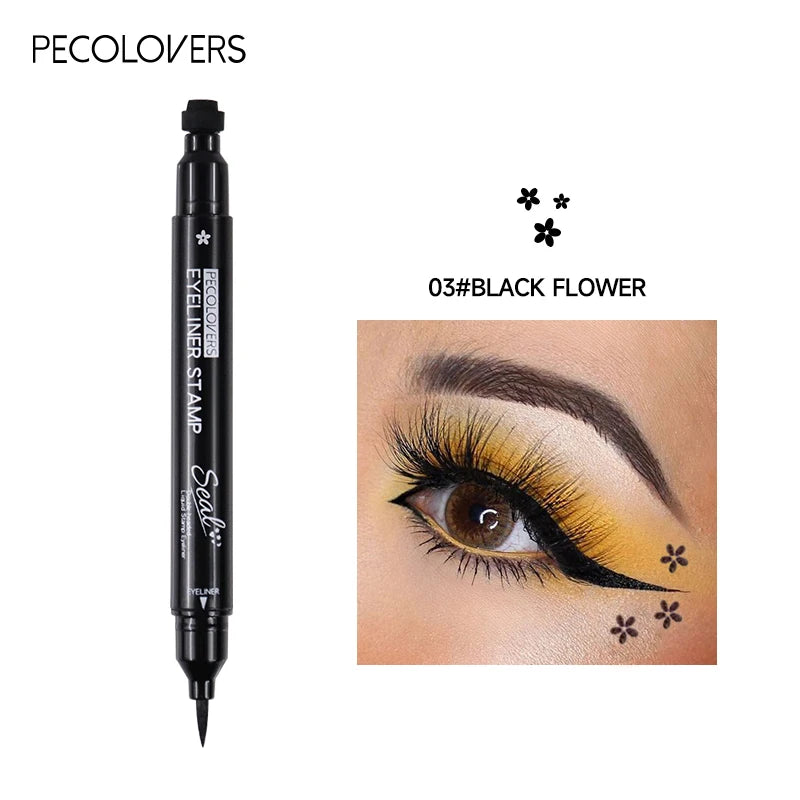 AuraLab 2-in-1 black liquid eyeliner with double-head design, moon stamp, quick-dry, non-smudge, long-lasting, easy-to-use eye makeup tool