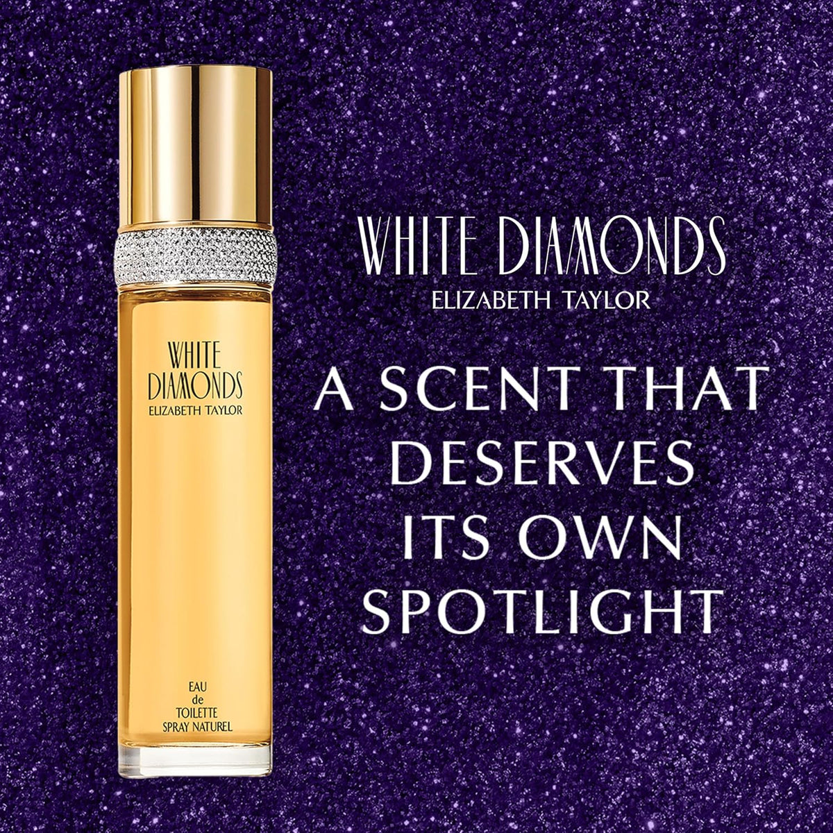 AuraLab White Diamonds Eau De Toilette for Women, 3.3 fl oz bottle with elegant white packaging and floral accents.