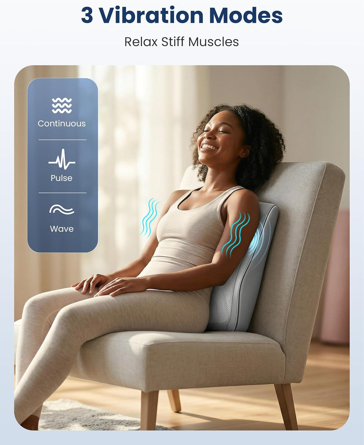 AuraLab gray shiatsu back massager with heat and vibration for neck and shoulder pain relief, portable for chair, car, or home use.