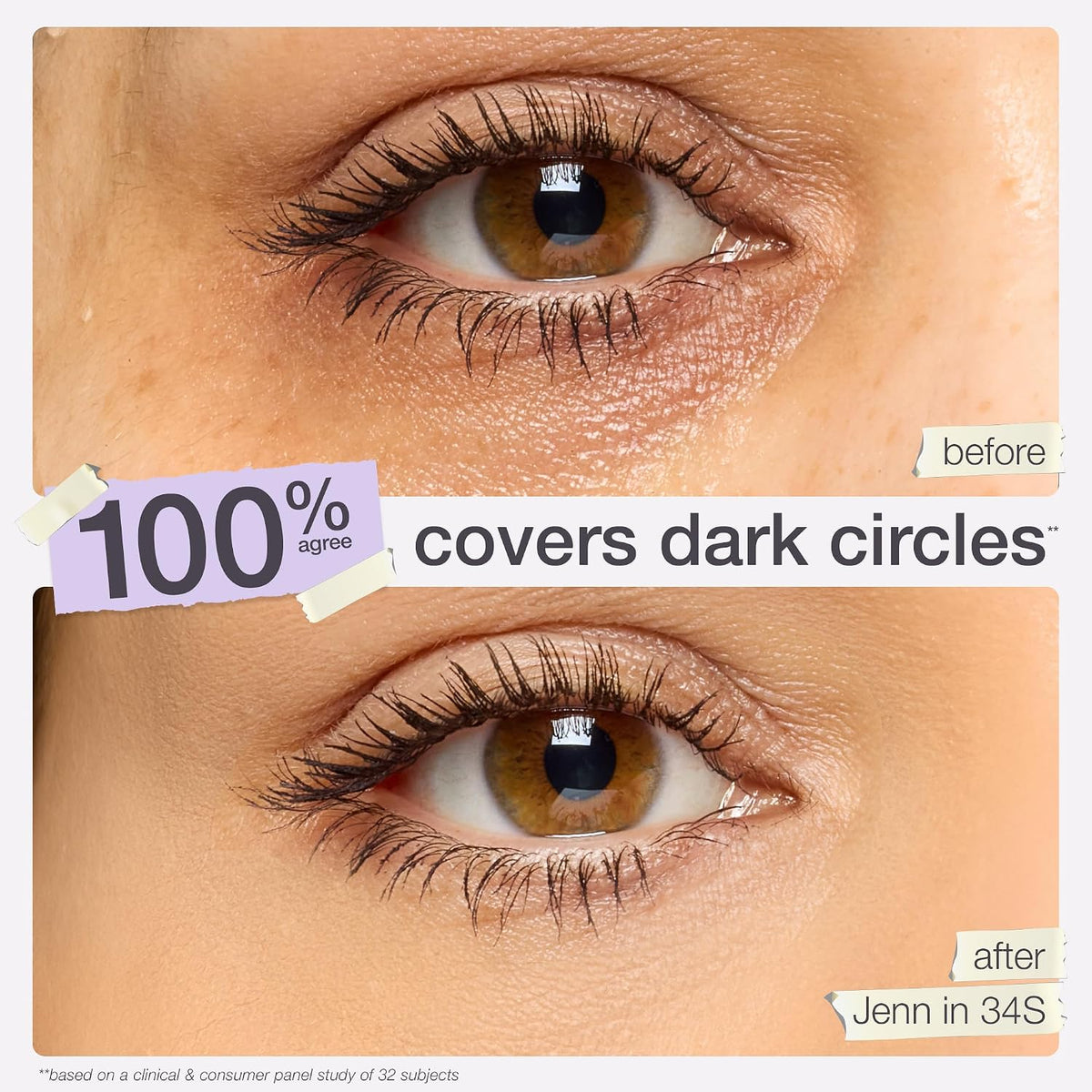 AuraLab Tarte Shape Tape Concealer in soft matte finish, brightening under-eye makeup with full coverage and long-lasting wear