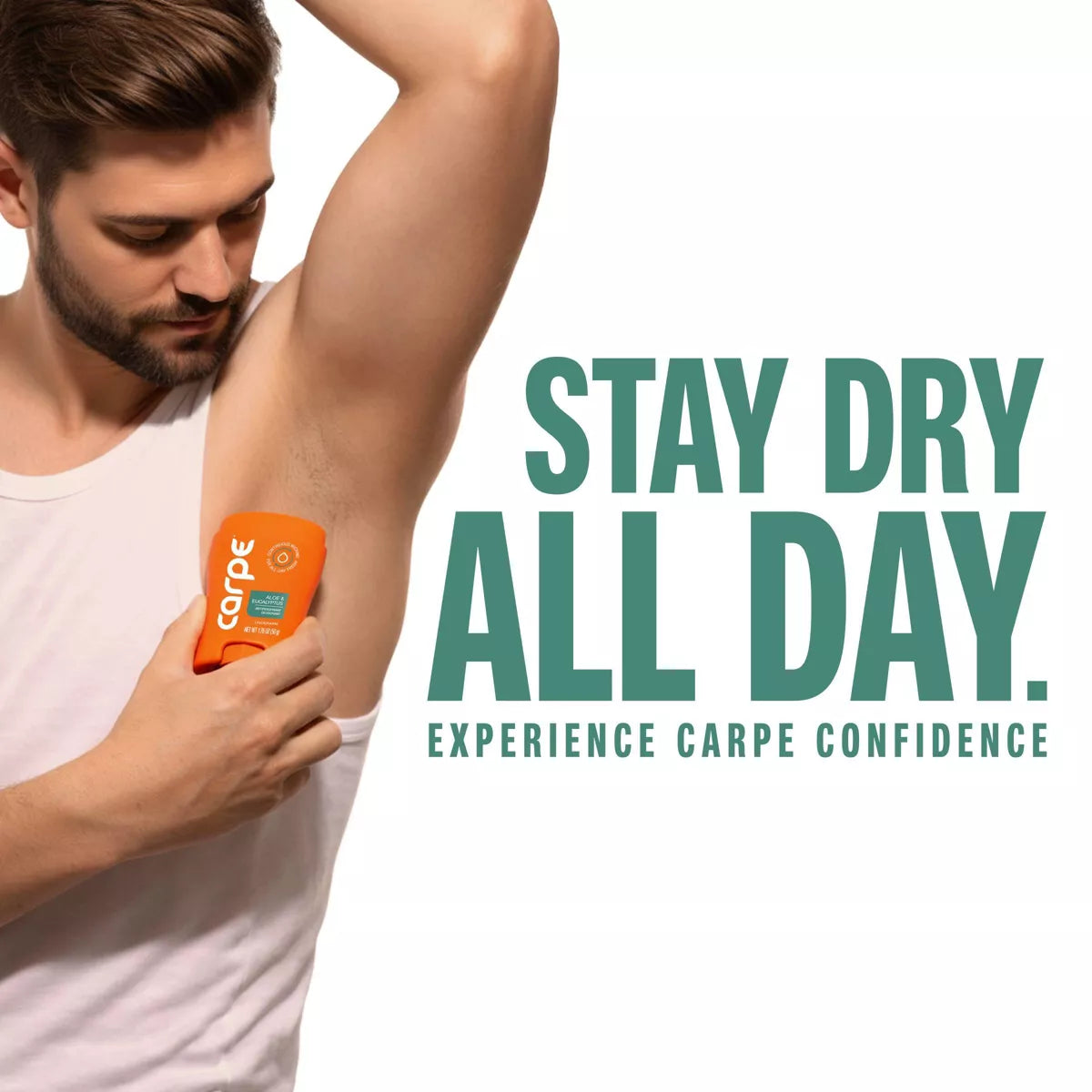 AuraLab Carpe Men’s 100HR sweat and odor control underarm antiperspirant deodorant, 1.76oz, with clinical testing and effective formula