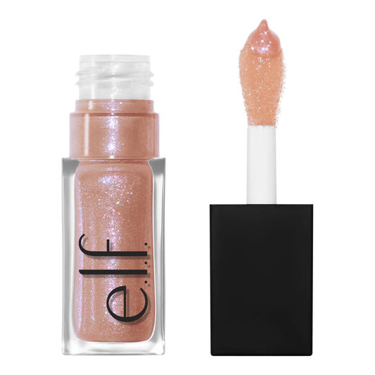 AuraLab E.L.F. Glow Reviver Lip Oil Glimmer in Candy Coded, showing the shimmering lip oil applicator and packaging.