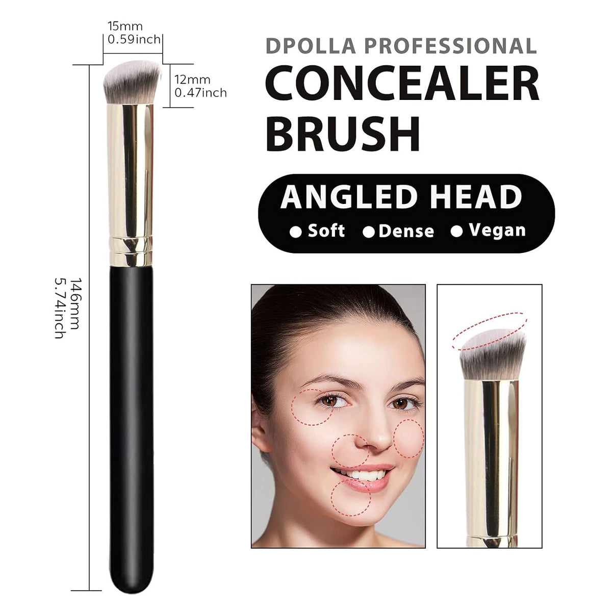 AuraLab makeup brushes set featuring a pro foundation brush and concealer brush with luxe hair, ideal for blending and contouring.