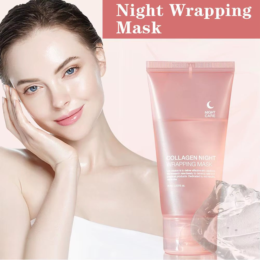AuraLab hydrolyzed collagen overnight facial mask in a peel-off format, hydrating and firming for elastic, dull, and sagging skin.