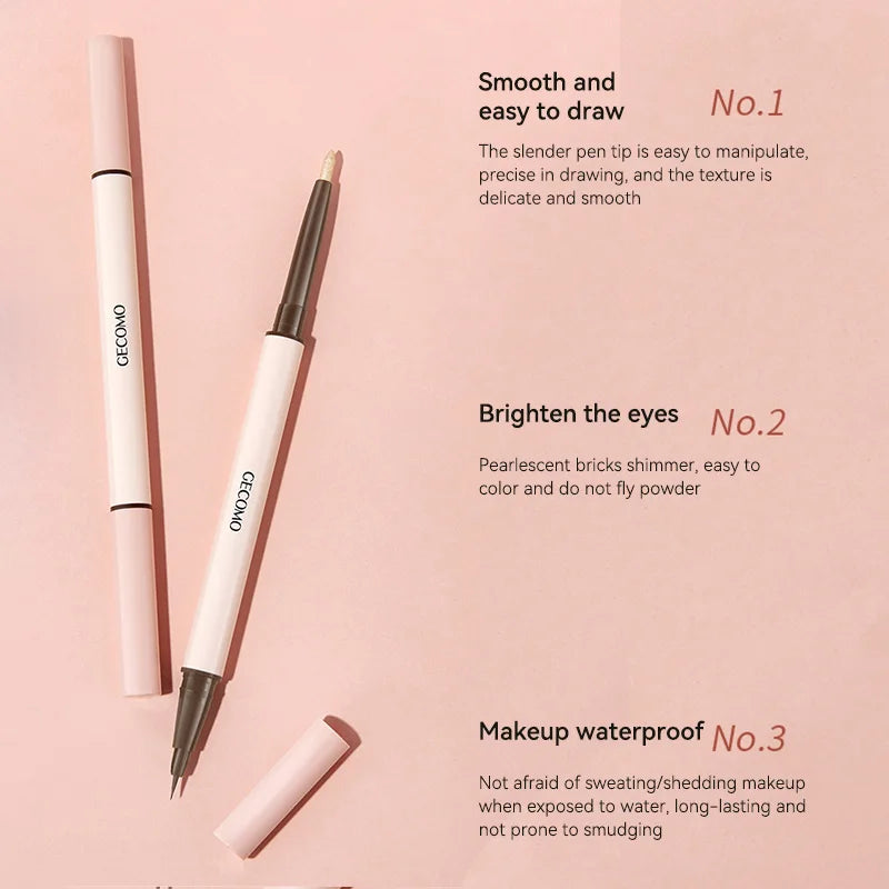 AuraLab 3D Star Eye Double Head Silkworm Pen for makeup, waterproof, long-lasting, brightening eye makeup tool.