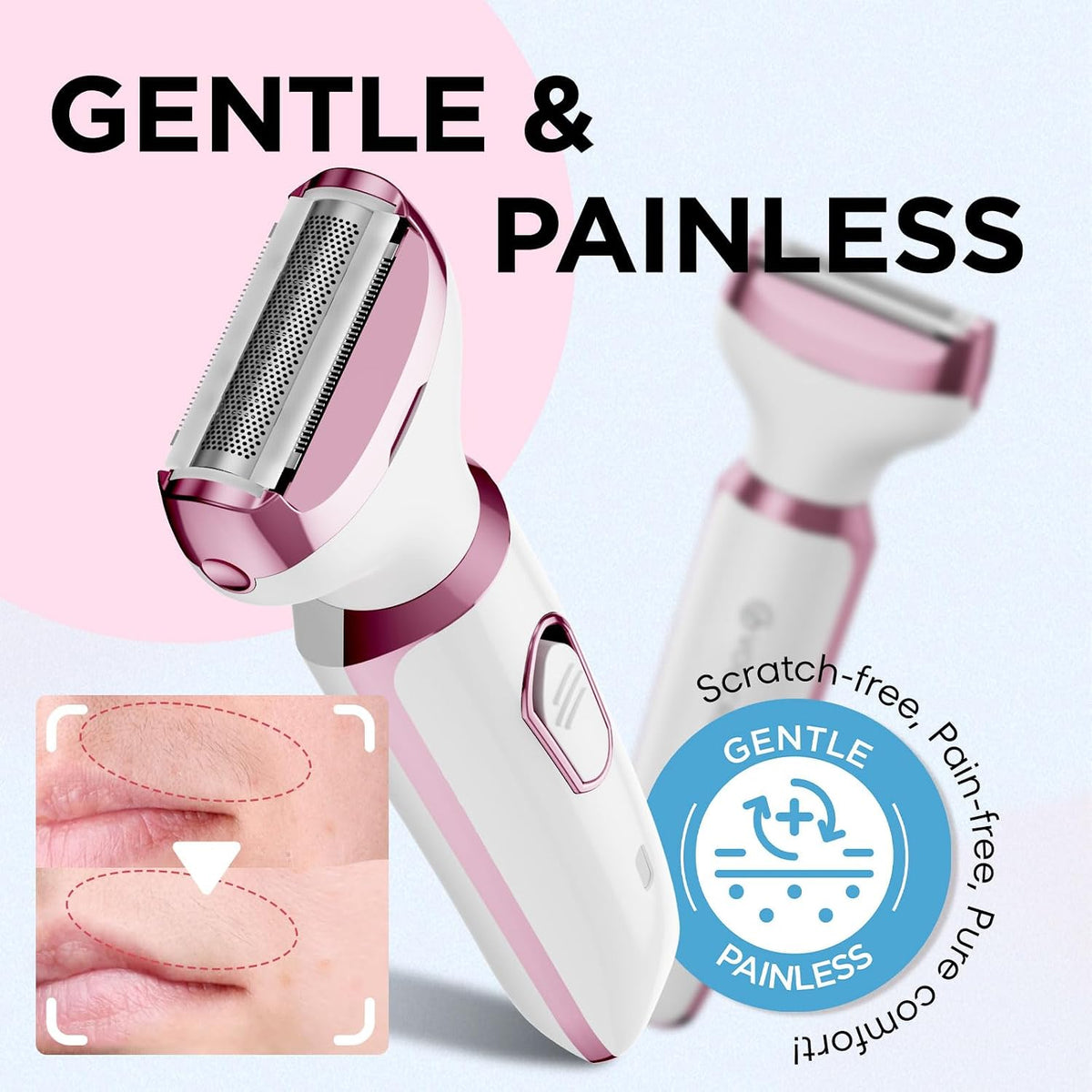 AuraLab 2-in-1 electric razor and facial hair remover for women, rechargeable body and face trimmer for smooth skin.