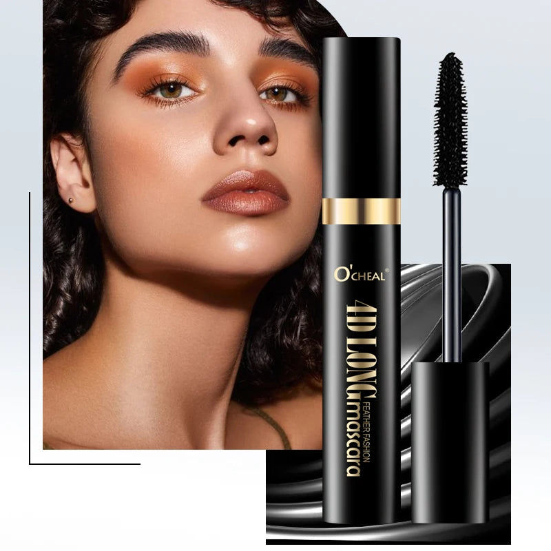 AuraLab O‘Cheal Mascara in black with 3D silk brush, showcasing thick, curling, lengthening eyelash extension for beautiful eyes.