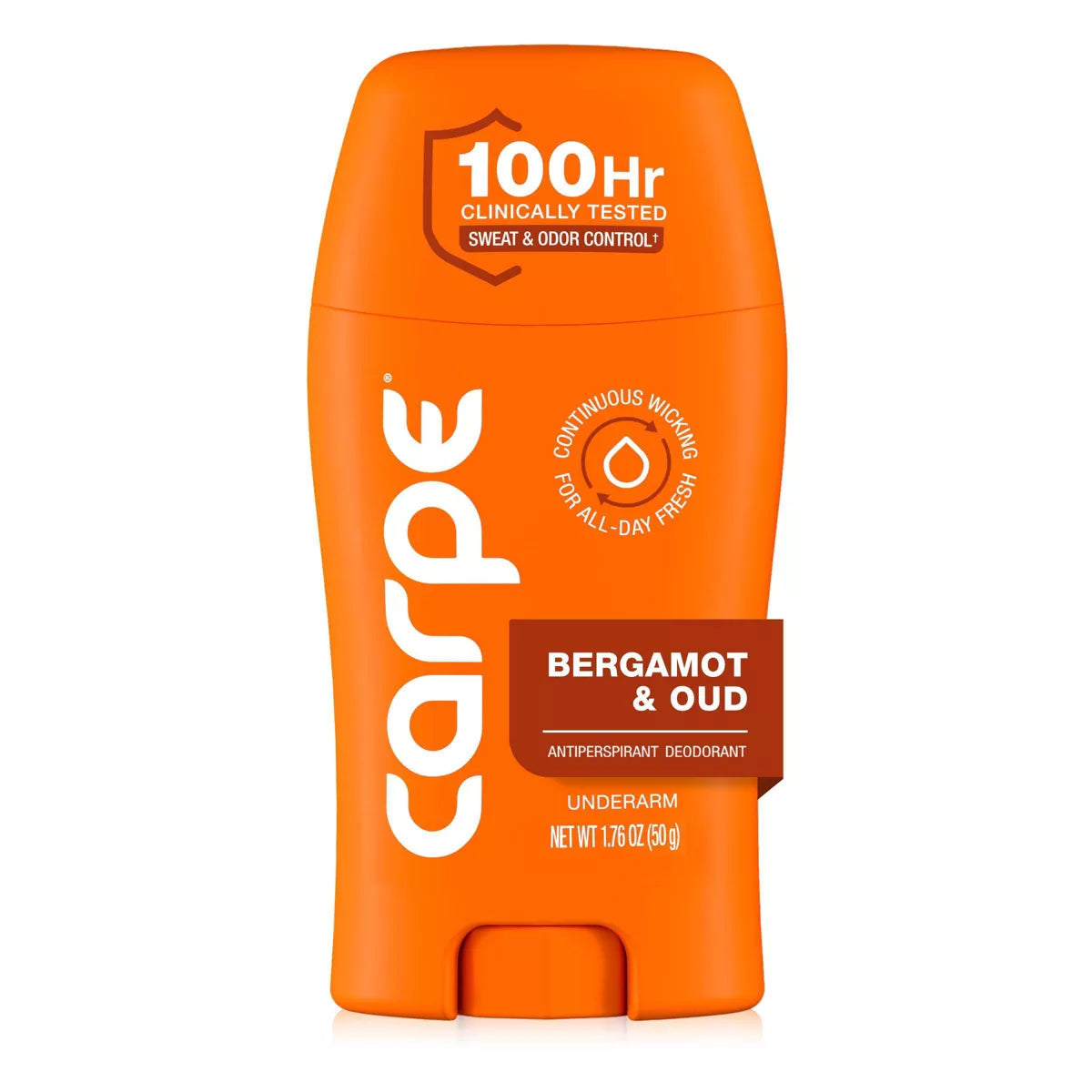 AuraLab Carpe Men’s 100HR sweat and odor control underarm antiperspirant deodorant, 1.76 oz, with clinical testing for freshness