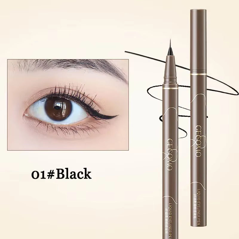 AuraLab ultra thin black-brown waterproof eyelash eyeliner pencil for precise, smooth eye makeup with lasting, smudge-proof wear.