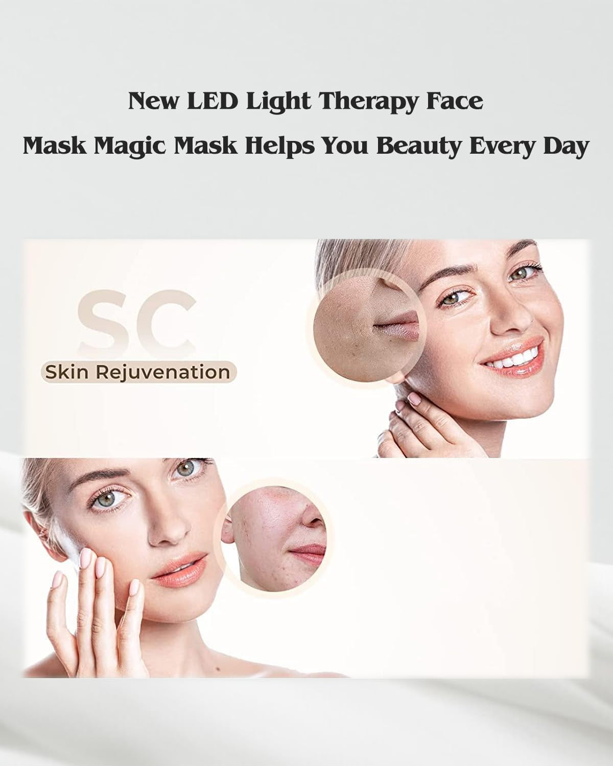AuraLab red light therapy mask with 7 LED colors for face, neck, body, and hand skin care at home.