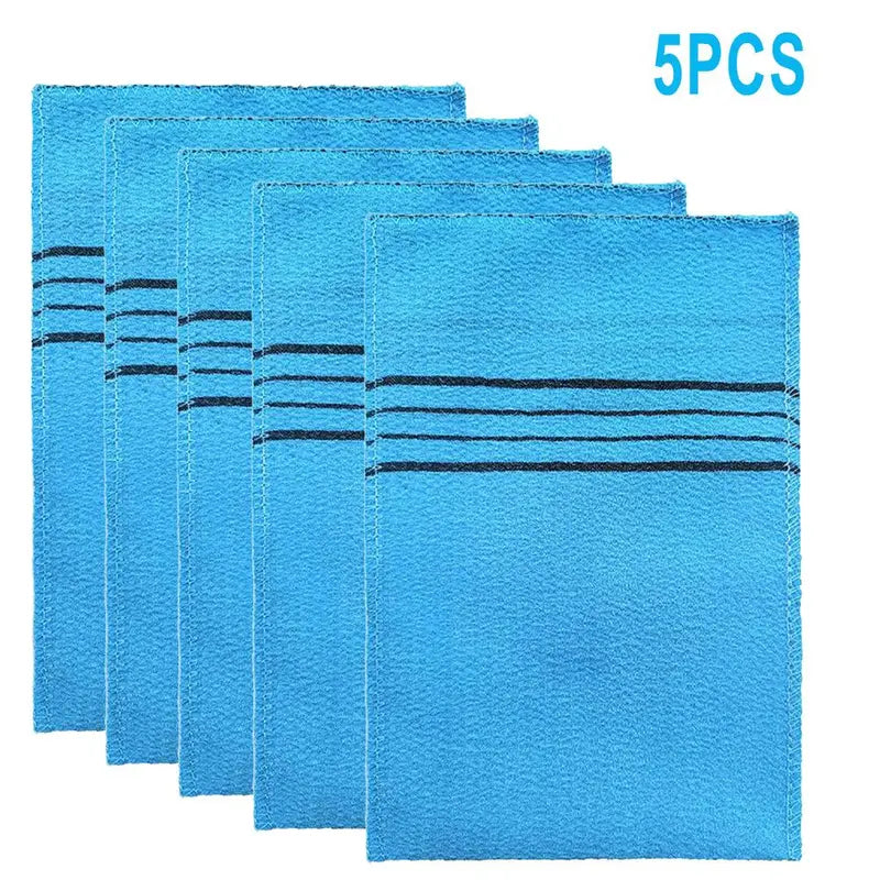 Unisex 5-Glove Set Korean Coarse-Grain Exfoliating PVC Shower Scrub Gloves - Everyday Adult Selfcare Whole Body Scrubber, Portable Bathroom Accessory, Fashion Accessory Set