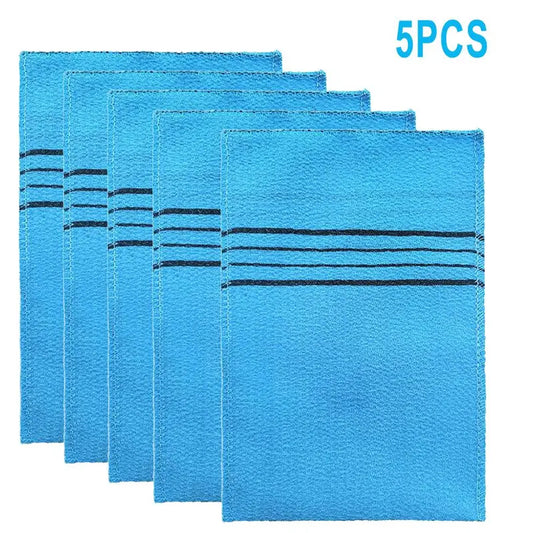 Unisex 5-Glove Set Korean Coarse-Grain Exfoliating PVC Shower Scrub Gloves - Everyday Adult Selfcare Whole Body Scrubber, Portable Bathroom Accessory, Fashion Accessory Set