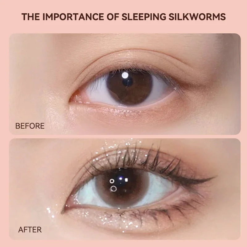 AuraLab 3D Star Eye Double Head Silkworm Pen for makeup, waterproof, long-lasting, brightens eyes, resistant to staining
