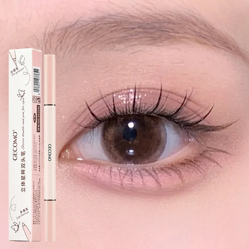 AuraLab 3D Star Eye Double Head Silkworm Pen for makeup, waterproof, long-lasting, brightens eyes, not easy to stain.