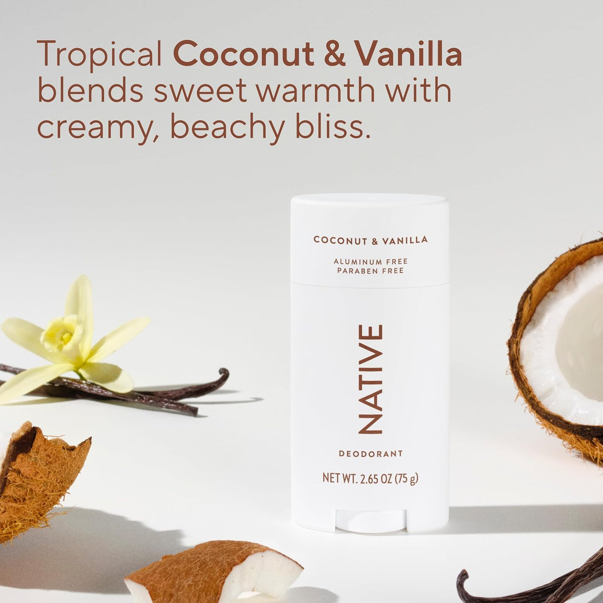 AuraLab deodorant trio featuring aluminum-free formula with coconut oil, shea butter, vanilla scent, and 72-hour odor control.
