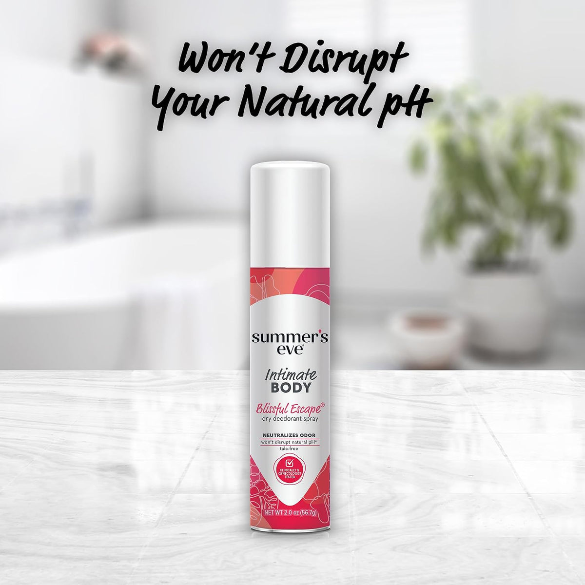 AuraLab Daily Refreshing Feminine Spray Blissful Escape 2 oz, 3-pack, featuring a sleek spray bottle with floral accents.