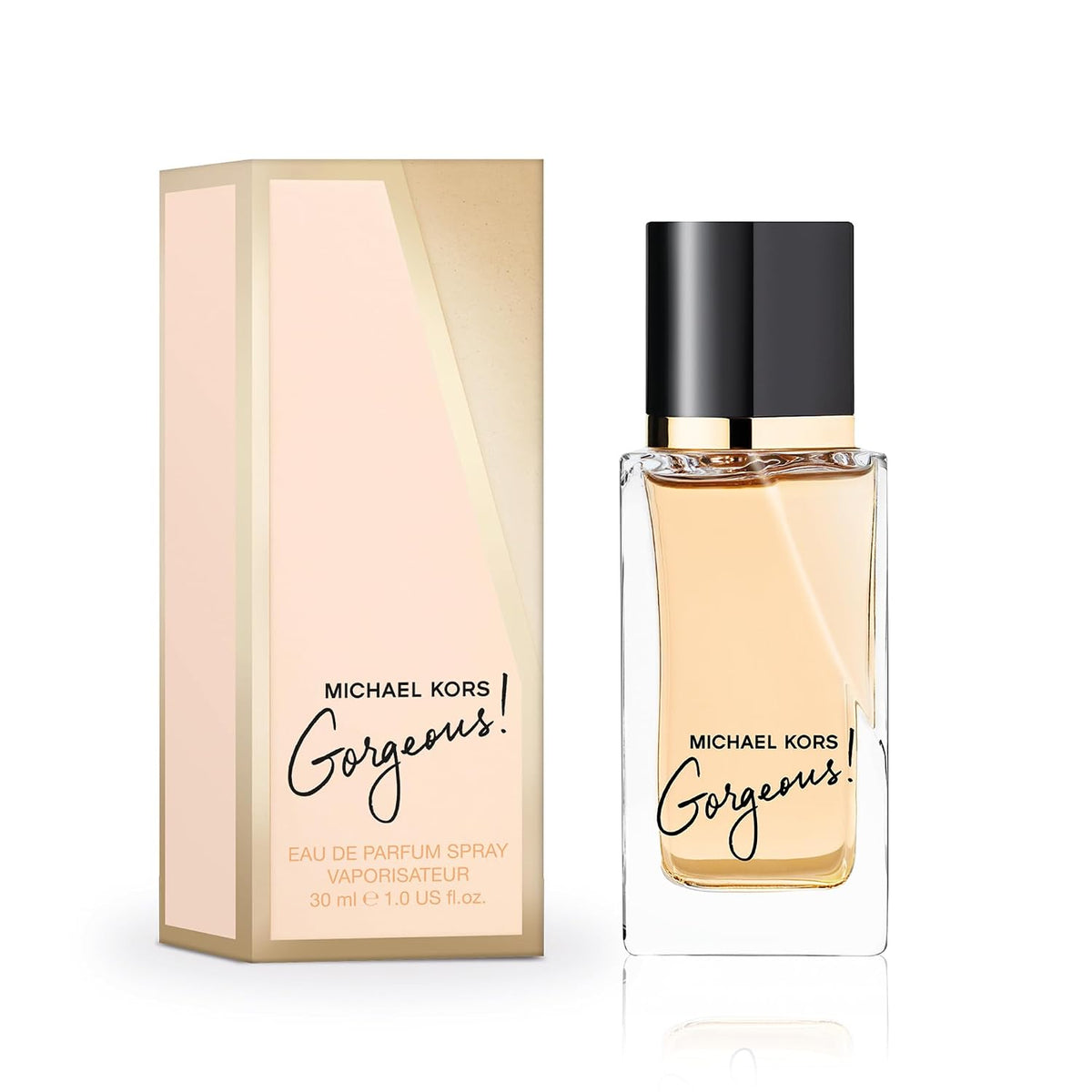 Michael Kors Gorgeous! Eau de Parfum spray for women, featuring a sleek bottle with elegant design and floral accents.