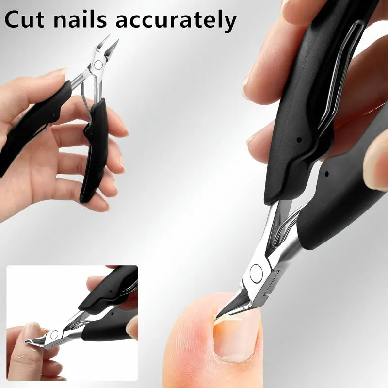 8PCS Toenail Clipper Set for Thick & Ingrown Nails, Heavy Duty Nail Clippers, Professional Manicure Kit with Angled Blade, Cuticle Tools & Nail File, Stainless Steel Pedicure Kit Curved Summervibes Trimming