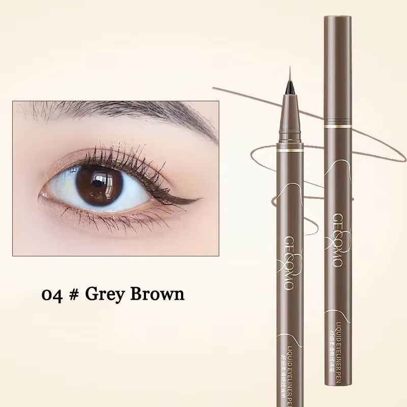 AuraLab ultra-thin black brown waterproof eyeliner pencil for lower eyelashes, smooth, long-lasting eye makeup application.