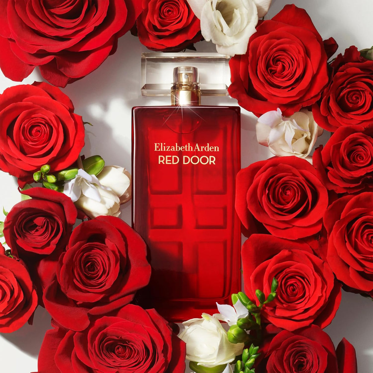 Elizabeth Arden Red Door Eau De Parfum for women, 1.7 oz bottle with elegant glass design and red accents.
