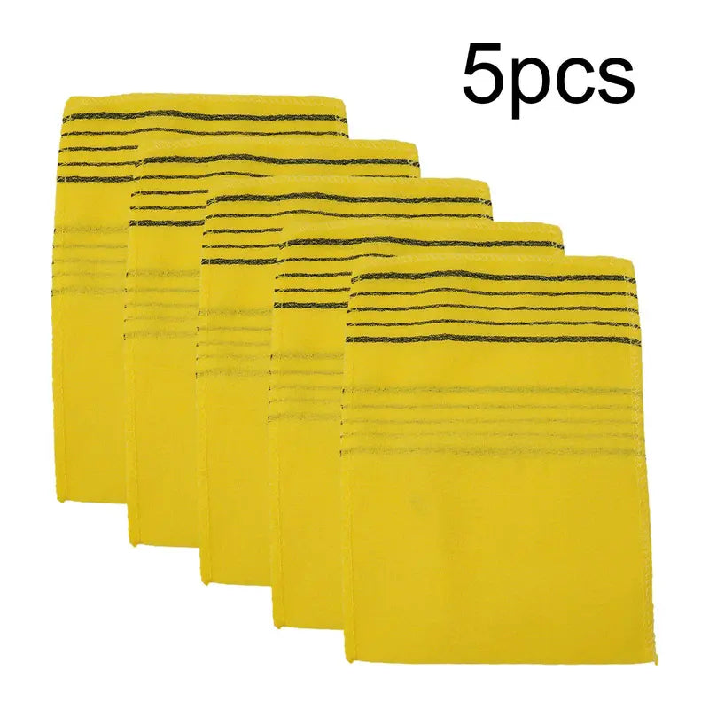 Unisex 5-Glove Set Korean Coarse-Grain Exfoliating PVC Shower Scrub Gloves - Everyday Adult Selfcare Whole Body Scrubber, Portable Bathroom Accessory, Fashion Accessory Set