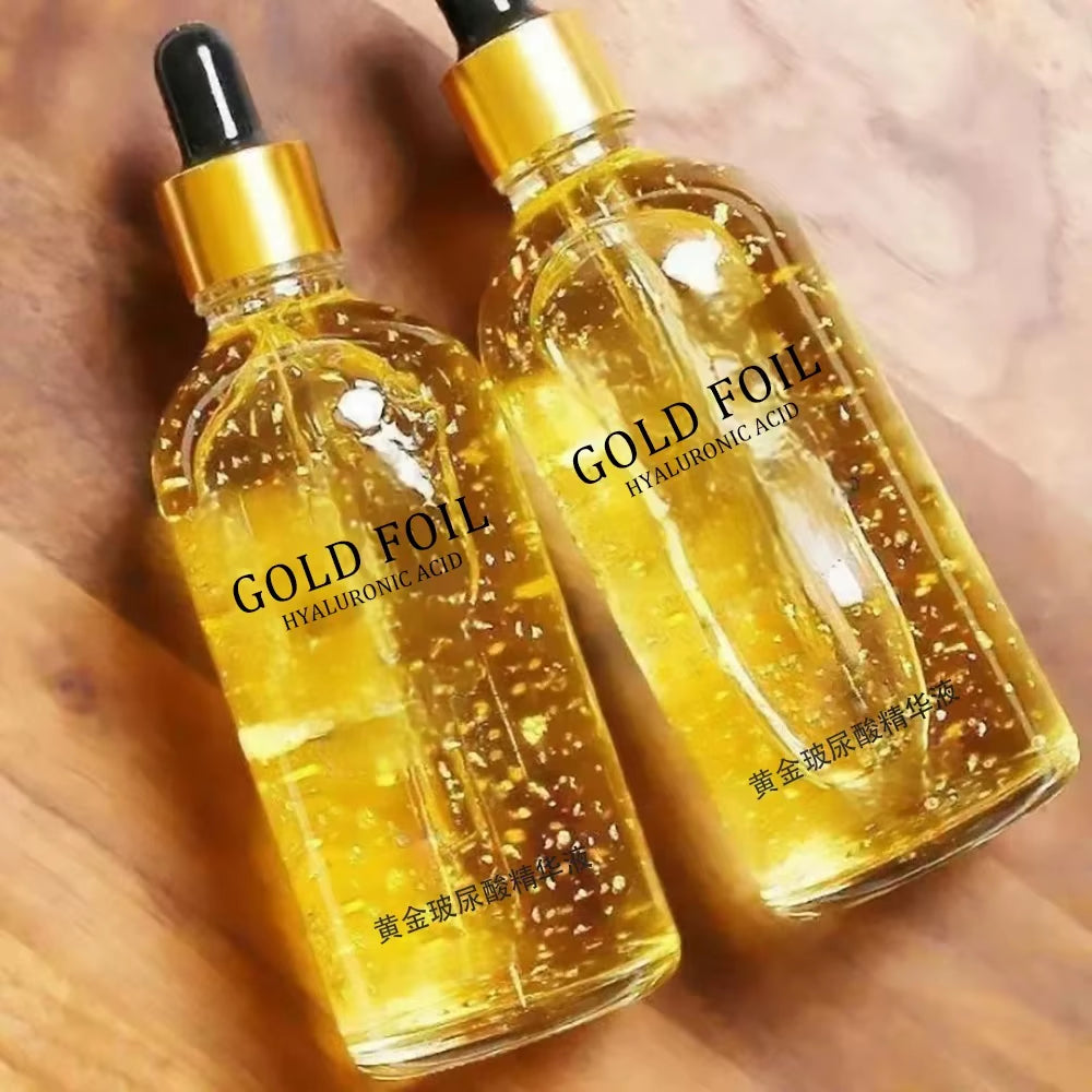 AuraLab 100ml 24K Gold hyaluronic acid facial serum with niacinamide for anti-aging, lifting, collagen, and skin whitening.